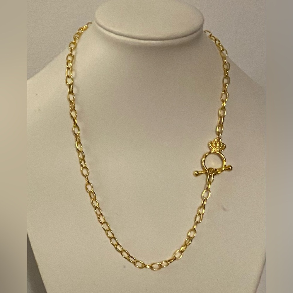NEW Drawn gold plated cable chain (LF&NF) with 18K gold plated Princess Toggle